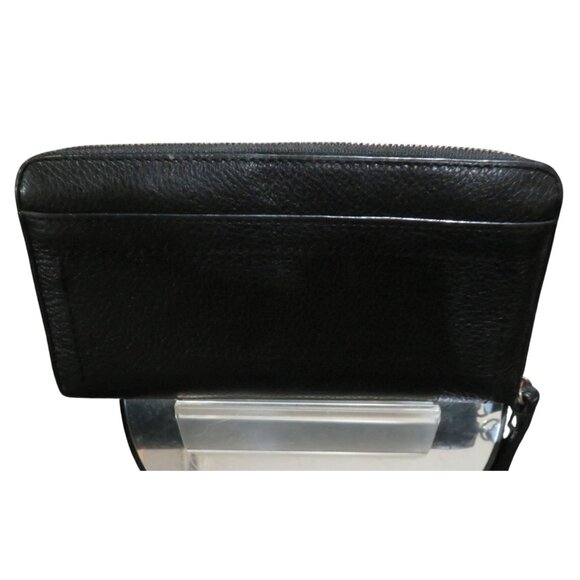 Coach Black Pebbled Leather Double Zip Around Accordion Continental Long Wallet - Picture 2 of 11